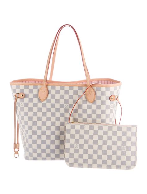 louis vuitton azur damier neverfull mm shoulder bag